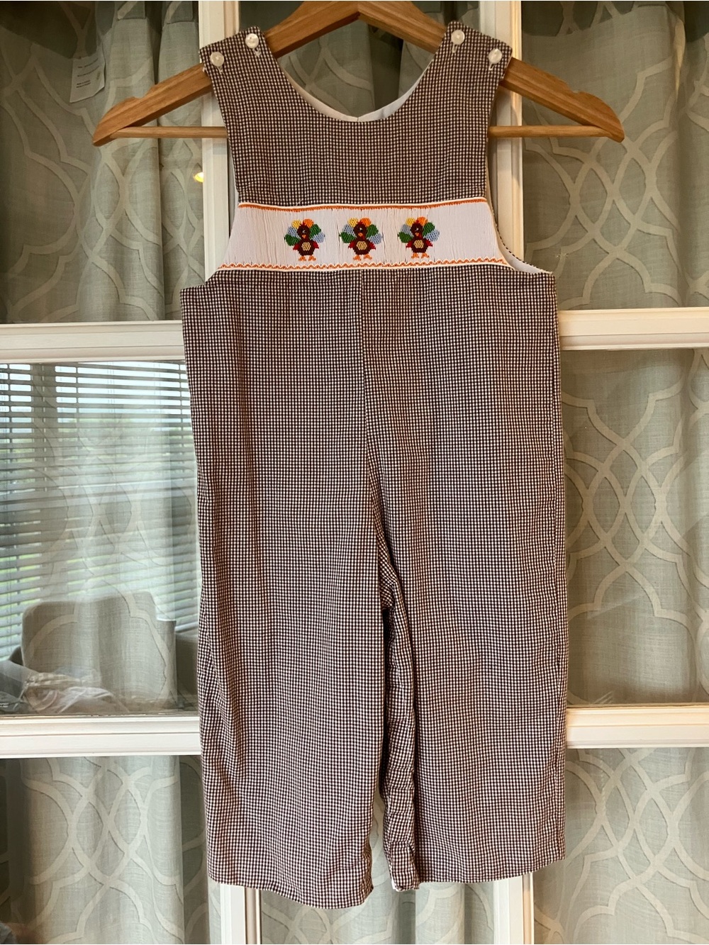 Turkey Thanksgiving Smocked Boys Romper
